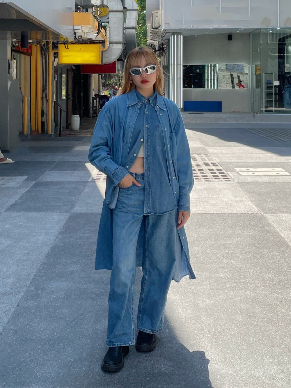 baggy denim shirt