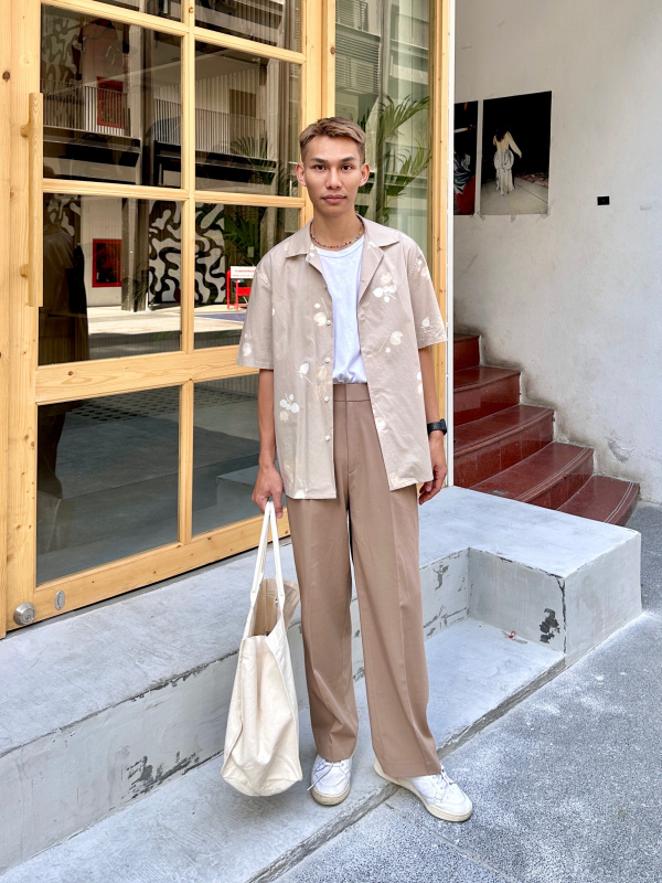 Check styling ideas for「COTTON LONG SLEEVE SHIRT、PLEATED WIDE PANTS」