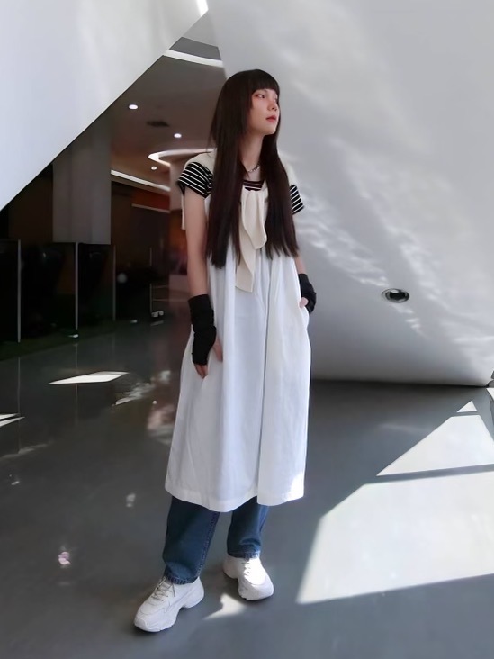 Check styling ideas for「Linen Blend Gathered Camisole Dress、Jersey Relaxed  Jacket」