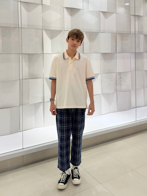 Check styling ideas for「Short-Sleeve Polo Sweater (JW Anderson)、Relaxed Painter  Pants (JW Anderson)」