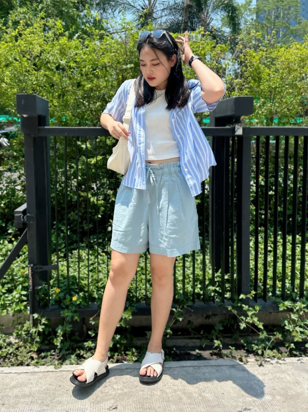 Check styling ideas for「LINEN BLEND OPEN COLLAR SHORT SLEEVE