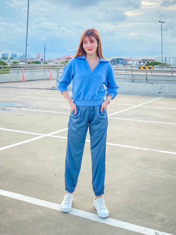 WOMEN'S SATIN DRAPE JOGGER PANTS