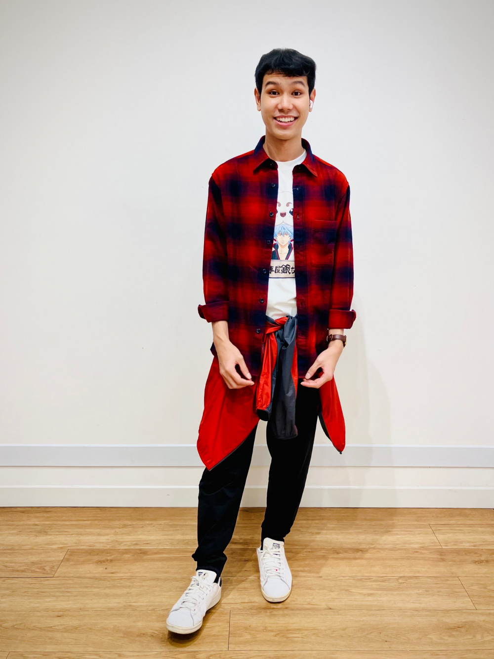 Red checkered polo store outfit