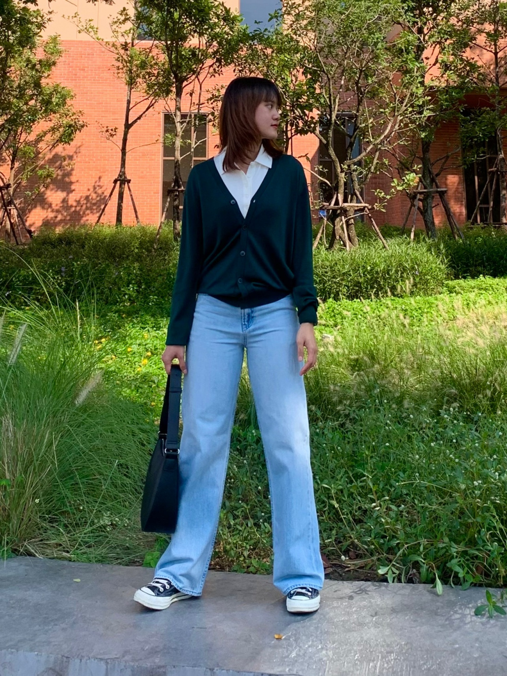 Check styling ideas for「Ribbed High Neck Long-Sleeve T-Shirt