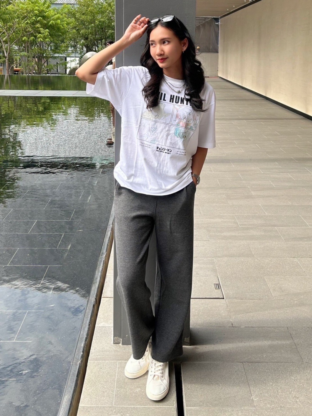 Check styling ideas for「Ultra Stretch Waffle Straight Pants