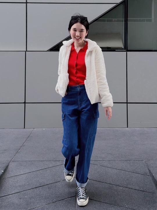 Check styling ideas for「Denim Wide Straight Cargo Pants」