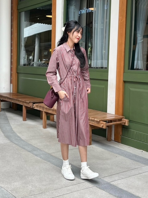 Striped shop sleeve dress