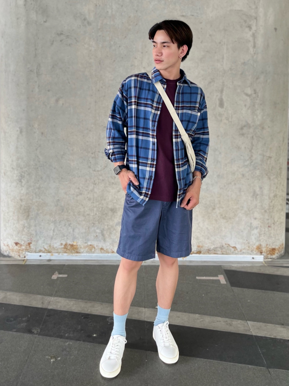 Checkered long outlet sleeve outfit