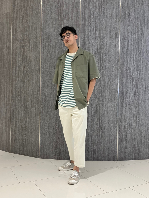 Check styling ideas for「OPEN COLLAR SHORT SLEEVE SHIRT、COTTON