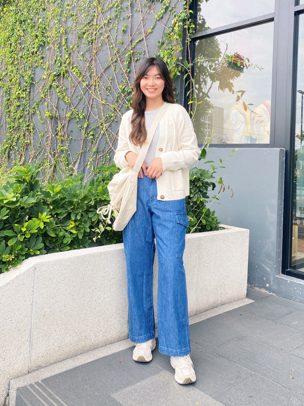 Check styling ideas for「Denim Utility Long Sleeve Over Shirt、Denim Wide  Straight Cargo Pants」