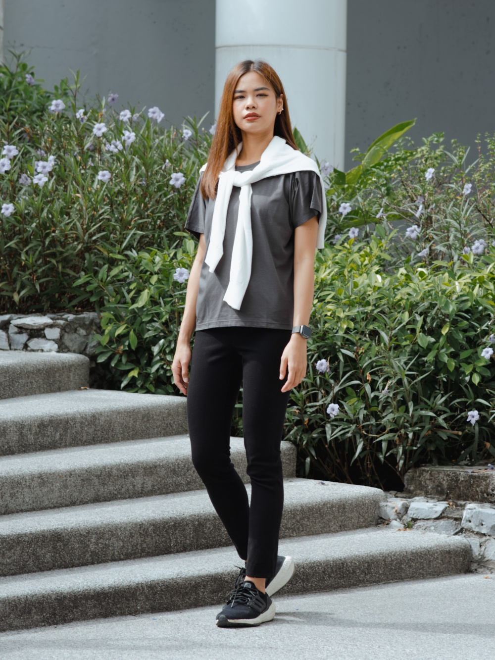 Check styling ideas for「AIRism Drape Short Sleeve T-Shirt、Extra Stretch  Leggings Trousers」