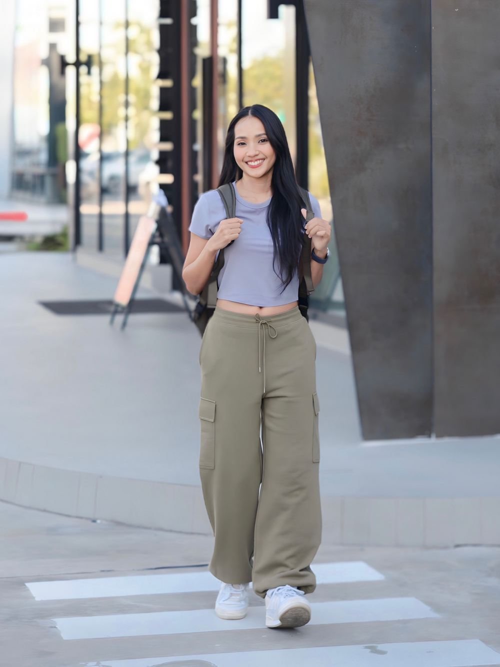 American Sleeve Cropped Bra Sleeveless Top (Stripe)