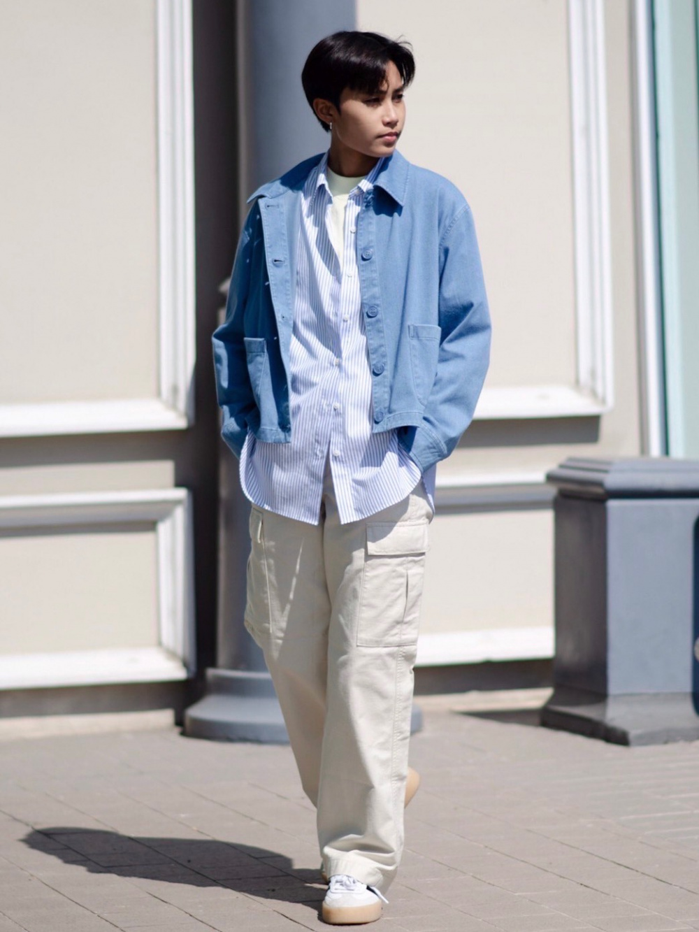 Check styling ideas for「Soft Brushed Long Sleeve Shirt、Wide Straight ...