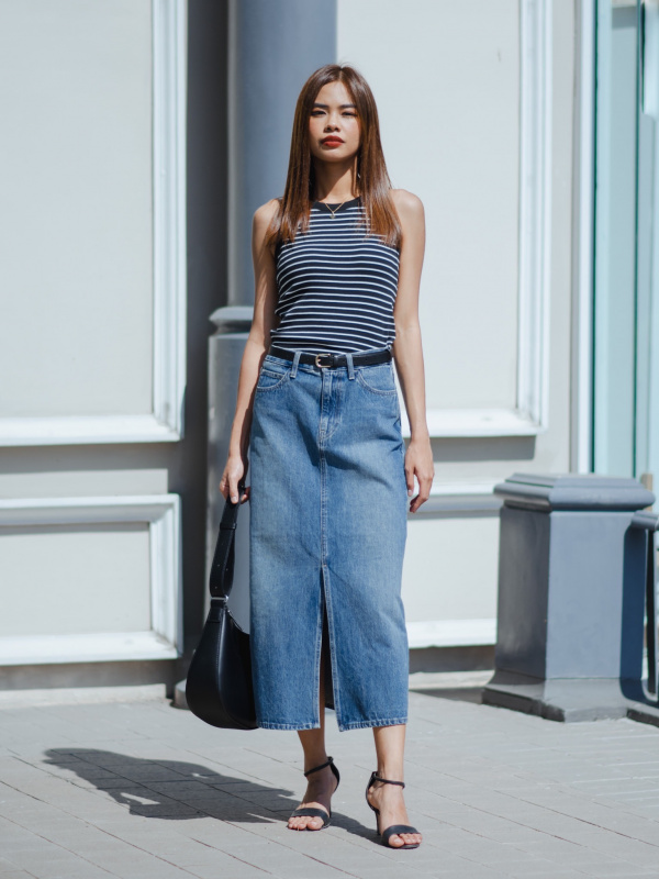 Denim jersey skirt clearance uniqlo