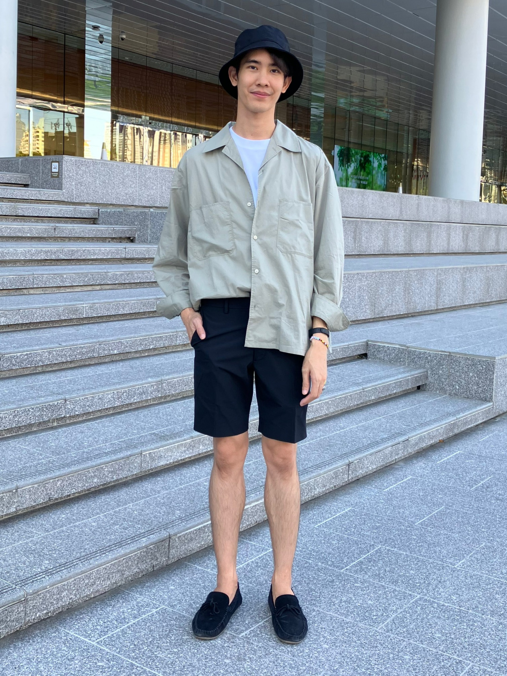 UNIQLO MENS OPEN COLLAR LONG SLEEVE SHIRT, Men's Fashion, Tops Sets