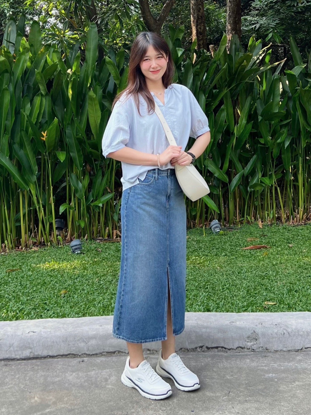 Korean denim outlet skirt outfit ideas