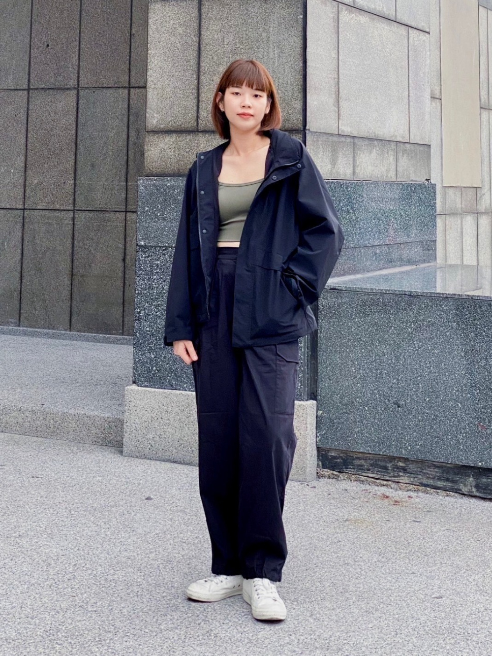 Check styling ideas for「RELAXED TAILORED JACKET、SEAMLESS HALF BRA  CAMISOLE」