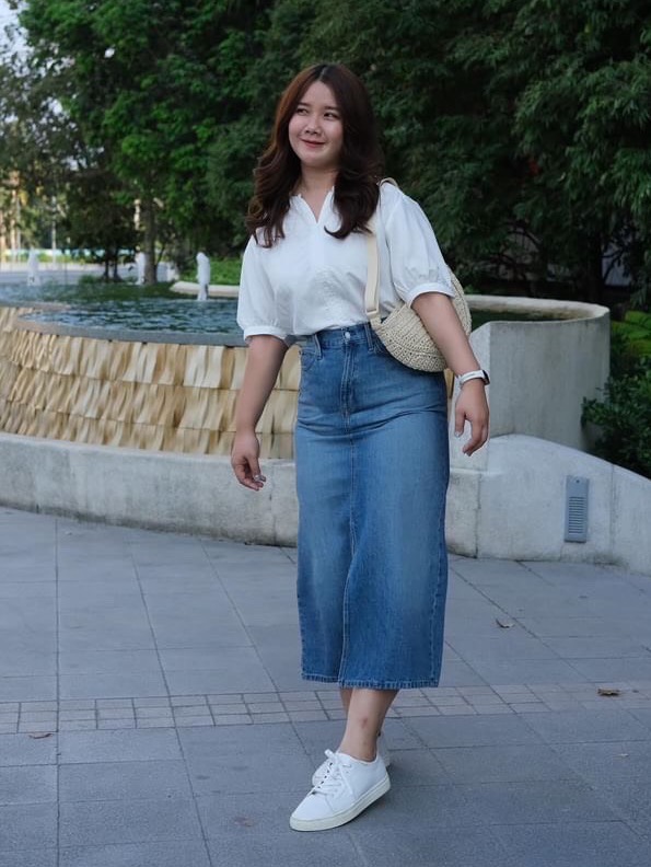 Korean denim clearance skirt outfit ideas