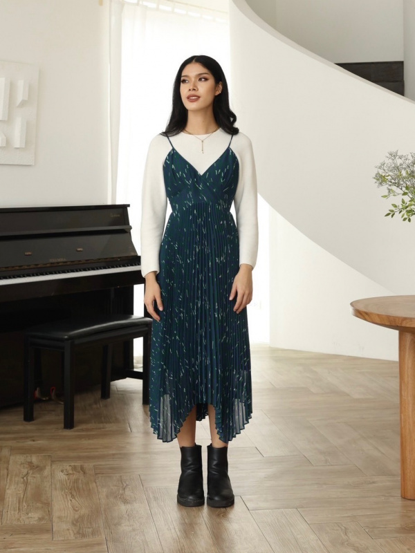 uniqlo pleated camisole dress Women's Pleated Camisole Dress (Dot)