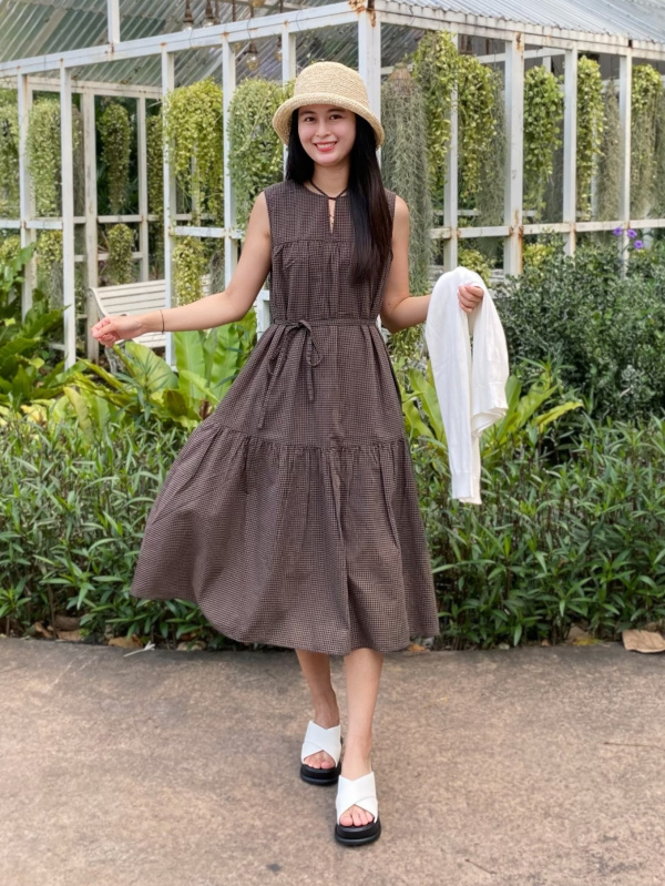 uniqlo light cotton sleeveless dress Women's Light Cotton Tiered Dress | Print