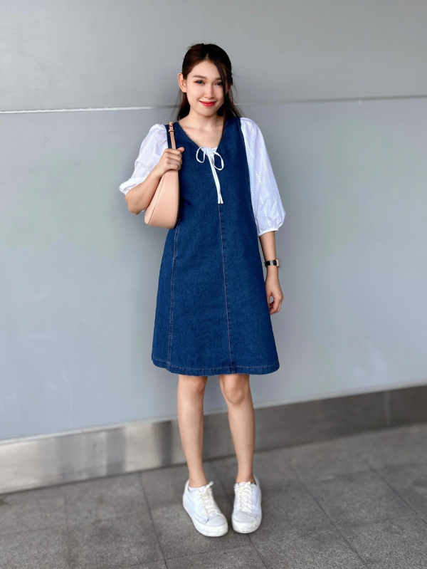 understated leather lana denim dress DAISY LACE Condition:New With Tags maxi empire waist dress​ front closures and Western Casual Dress Best Business