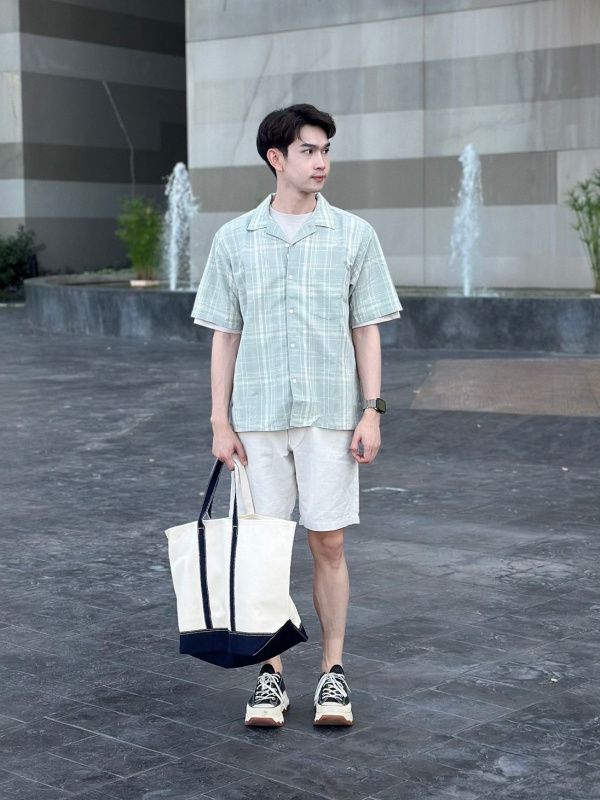 COTTON LINEN SHIRT | SHORT SLEEVE, CHECKED | UNIQLO TH