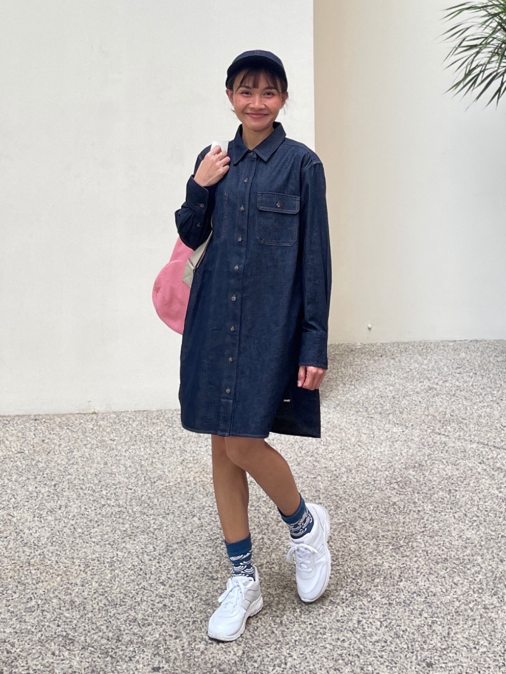 chinese dress ladies Full-Sleeve Denim Dress with Utility Pockets main image 0