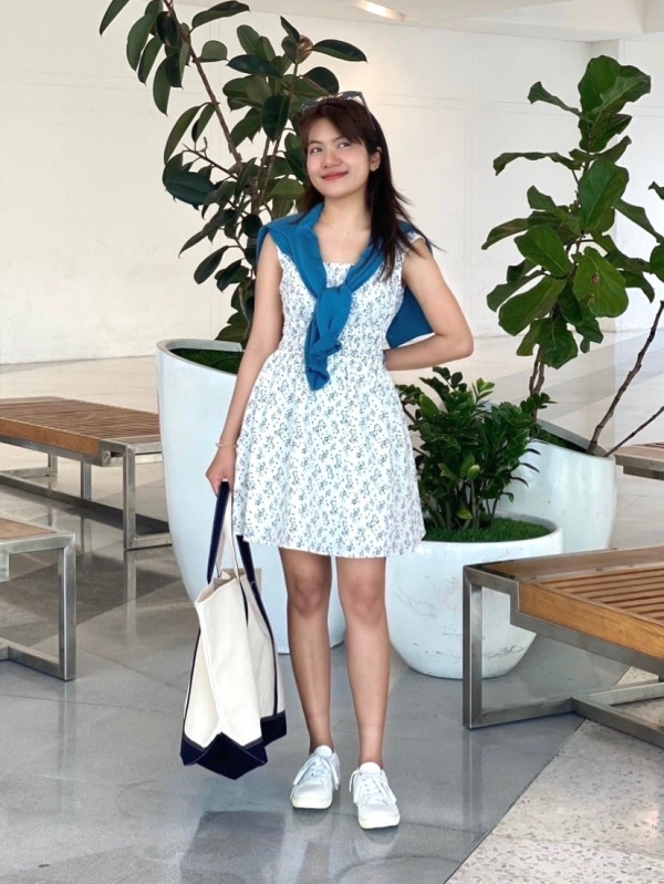 uniqlo cotton gathered mini dress An outfit using Cotton Gathered Mini Dress Sleeveless PrintUNIQLO SG