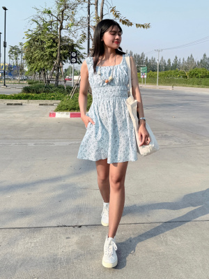 cotton gathered mini dress uniqlo Women's | Sleeveless Color:Royal blue Younrui Women's Plus Size Customizable Midi dress