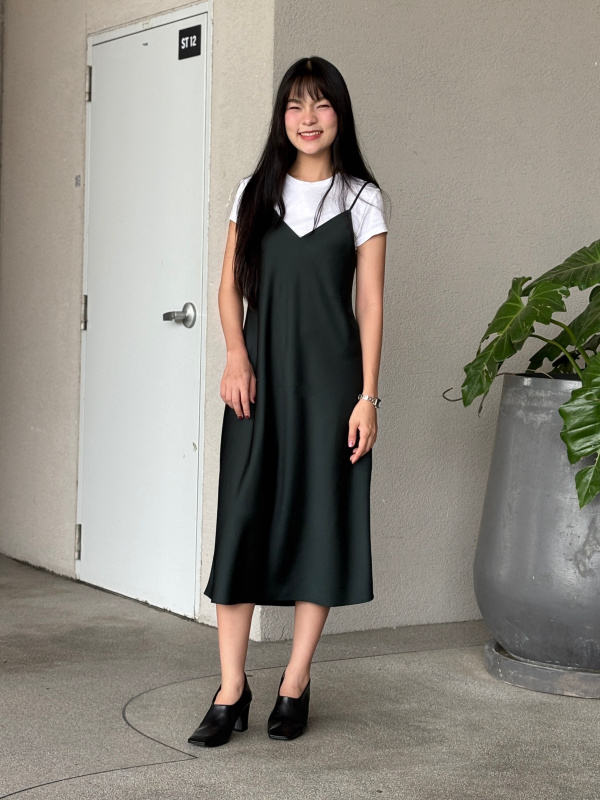 satin dress uniqlo Women's Satin Camisole Dress