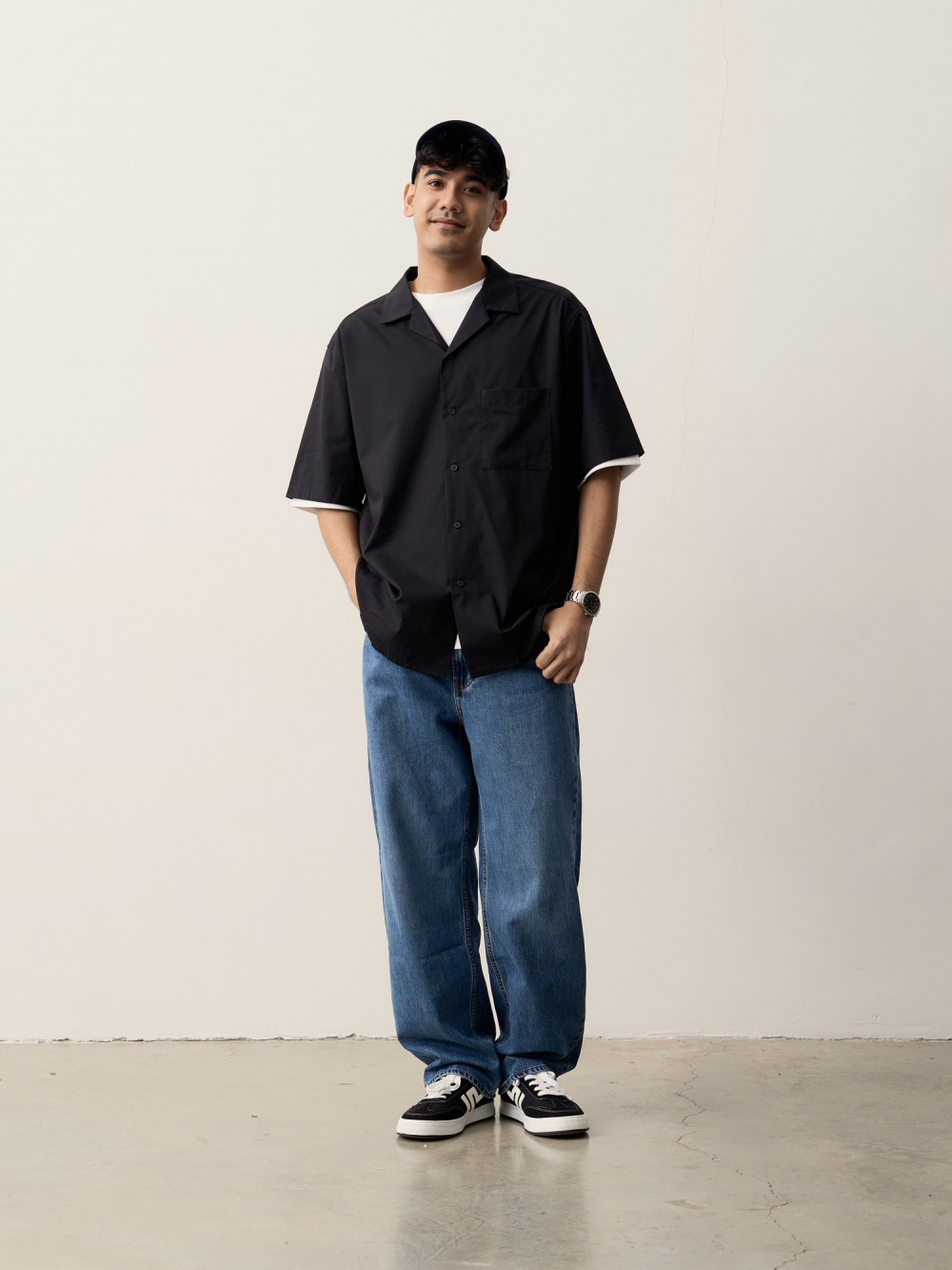 Check styling ideas for「Utility Work Shorts、Open Collar