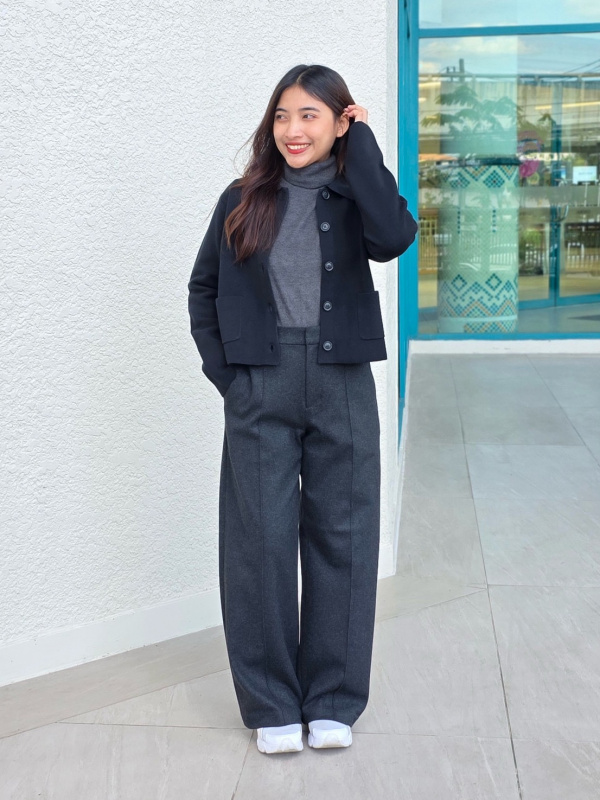 An outfit using Milano Ribbed Knitted Jacket｜UNIQLO PH