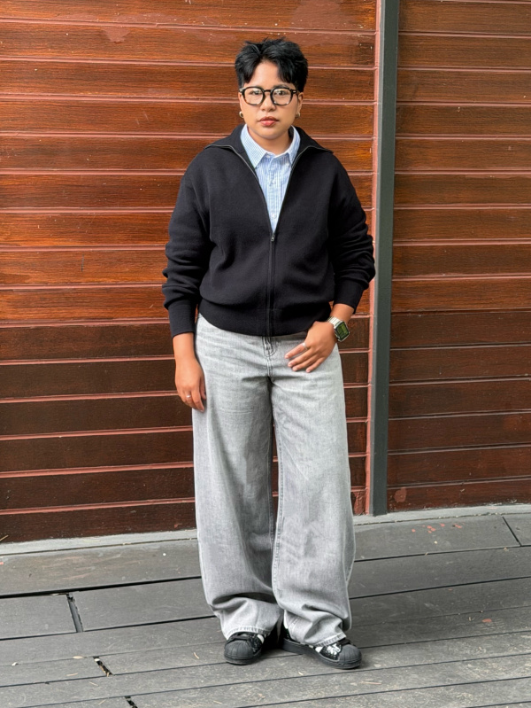 An outfit using Smooth Cotton Full Zip Cardigan and Slim Chino