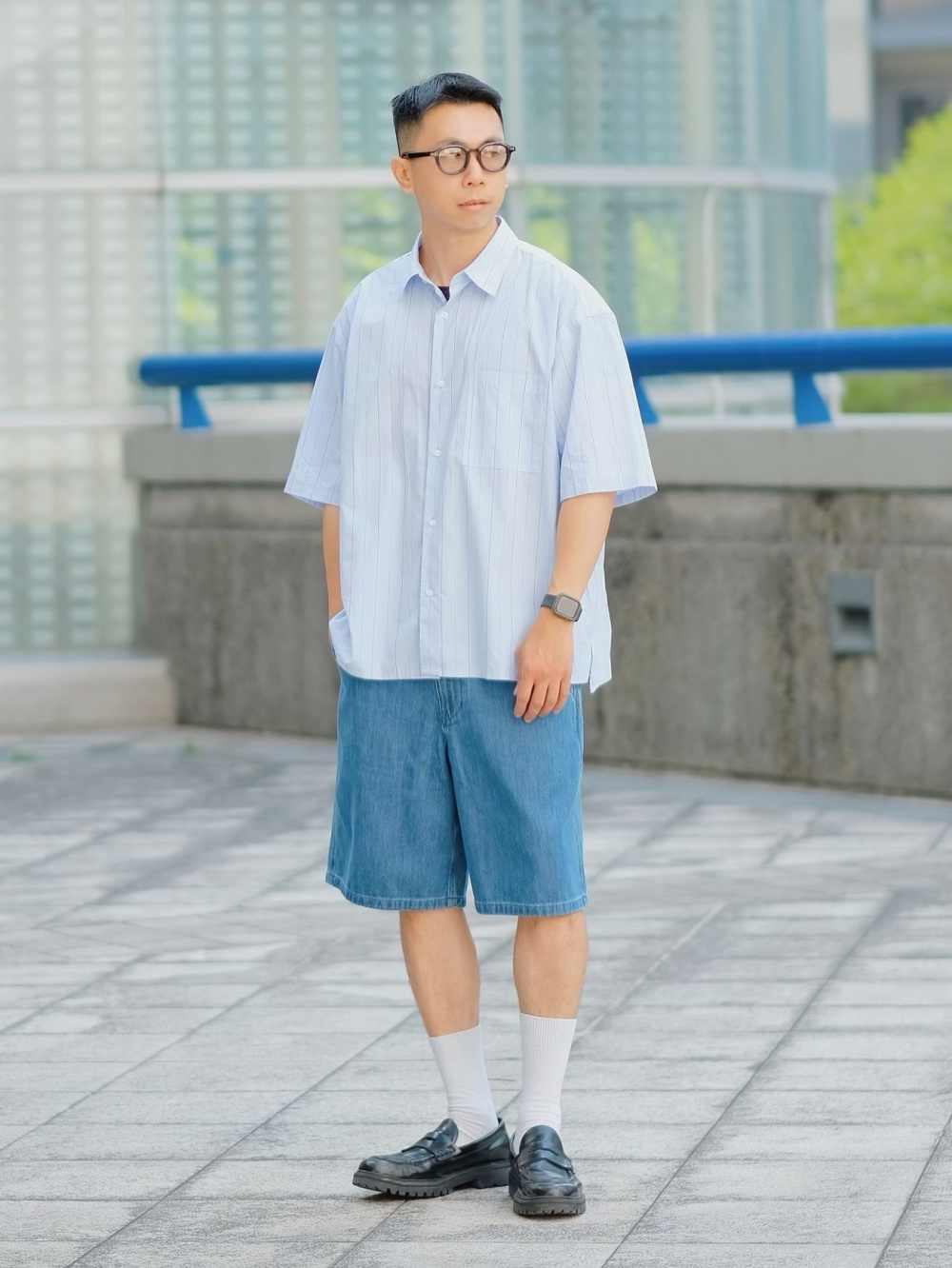 英字logo五分袖寬鬆T-Shirt