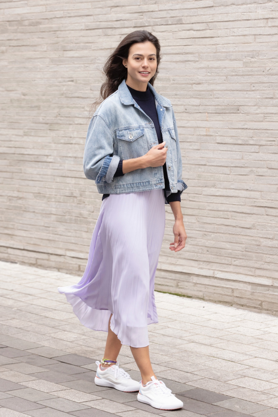 Lilac denim store skirt and jacket