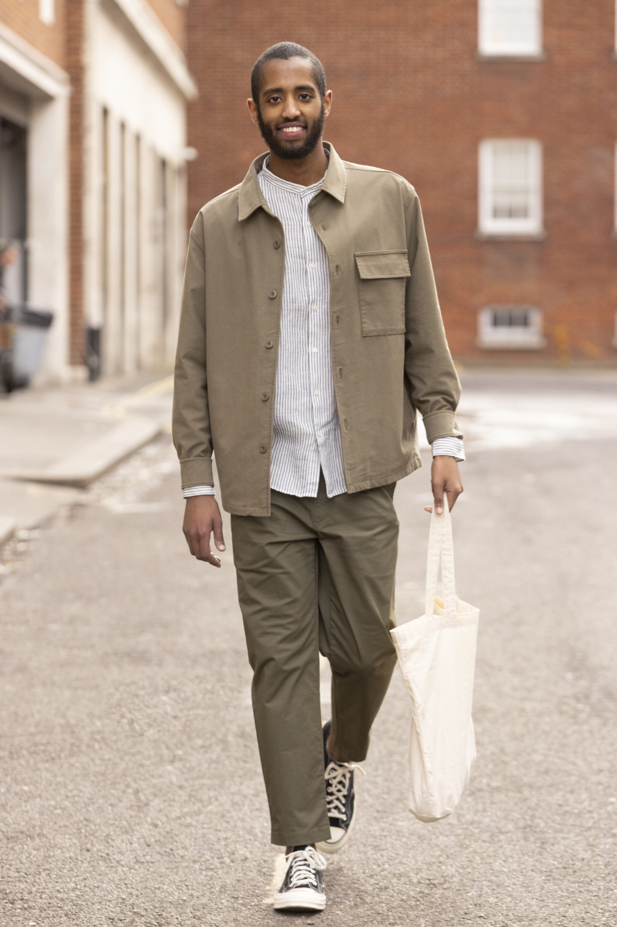 Check styling ideas for「Premium Linen Stand Collar Long-Sleeve