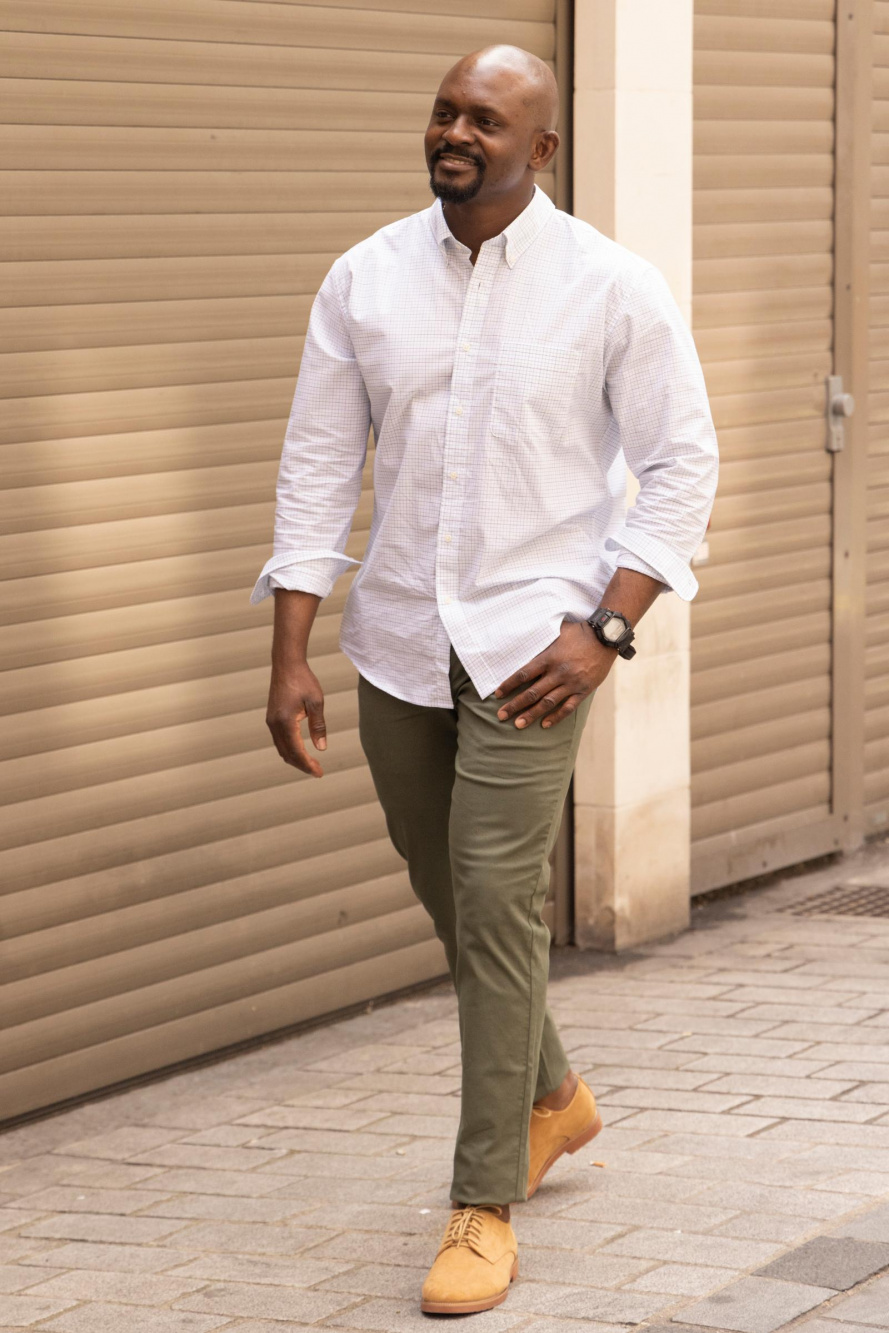 Short sleeve button up cheap with slacks