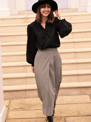WOMEN'S GATHERED CHECKED VOLUME LONG SLEEVED BLOUSE | UNIQLO CA