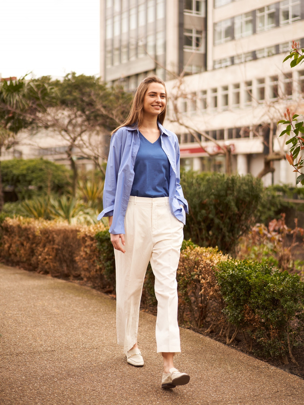 Check styling ideas for「Linen Blend Open Collar Short-Sleeve Shirt、Linen  Blend Tucked Wide Pants」