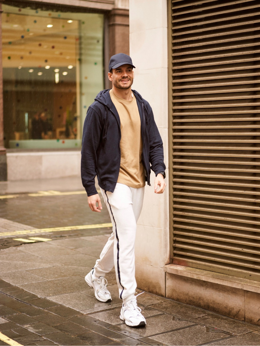 White store sweatpants outfit