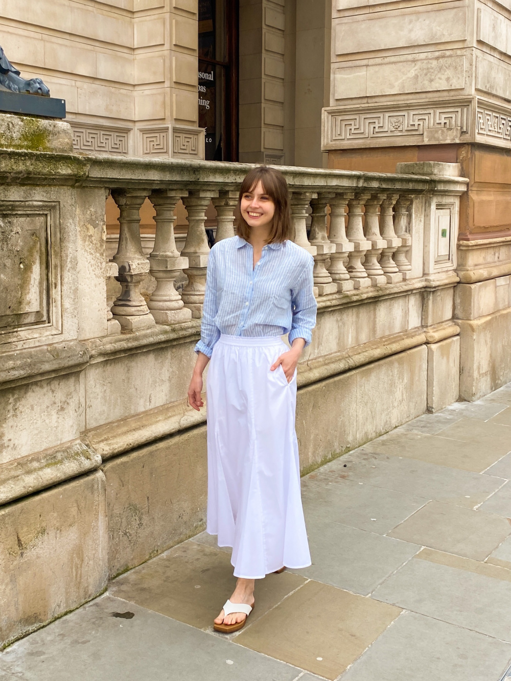 Light Blue Culotte Pants  Outfits with striped shirts, Light blue pants,  Outfits