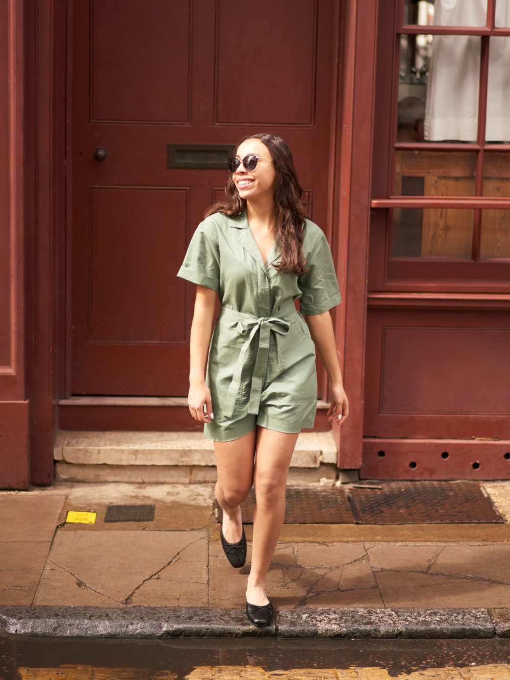 Check styling ideas for「Crepe Jersey Short-Sleeve Romper」