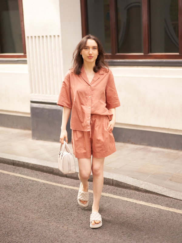 Check styling ideas for「Linen Blend Open Collar Short