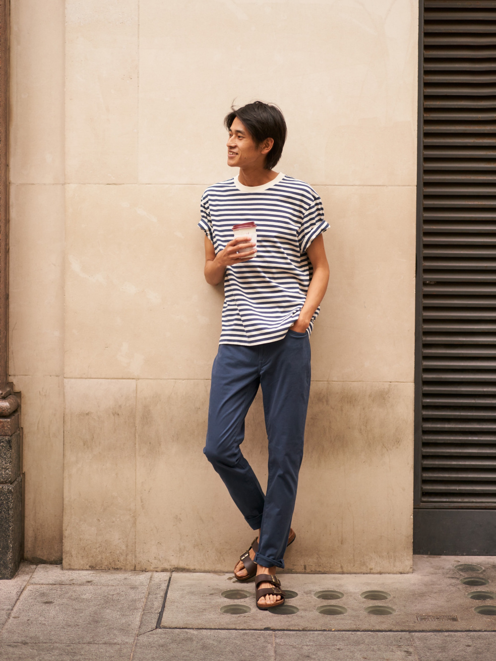 Check styling ideas for「Oversized Striped Half-Sleeve T-Shirt