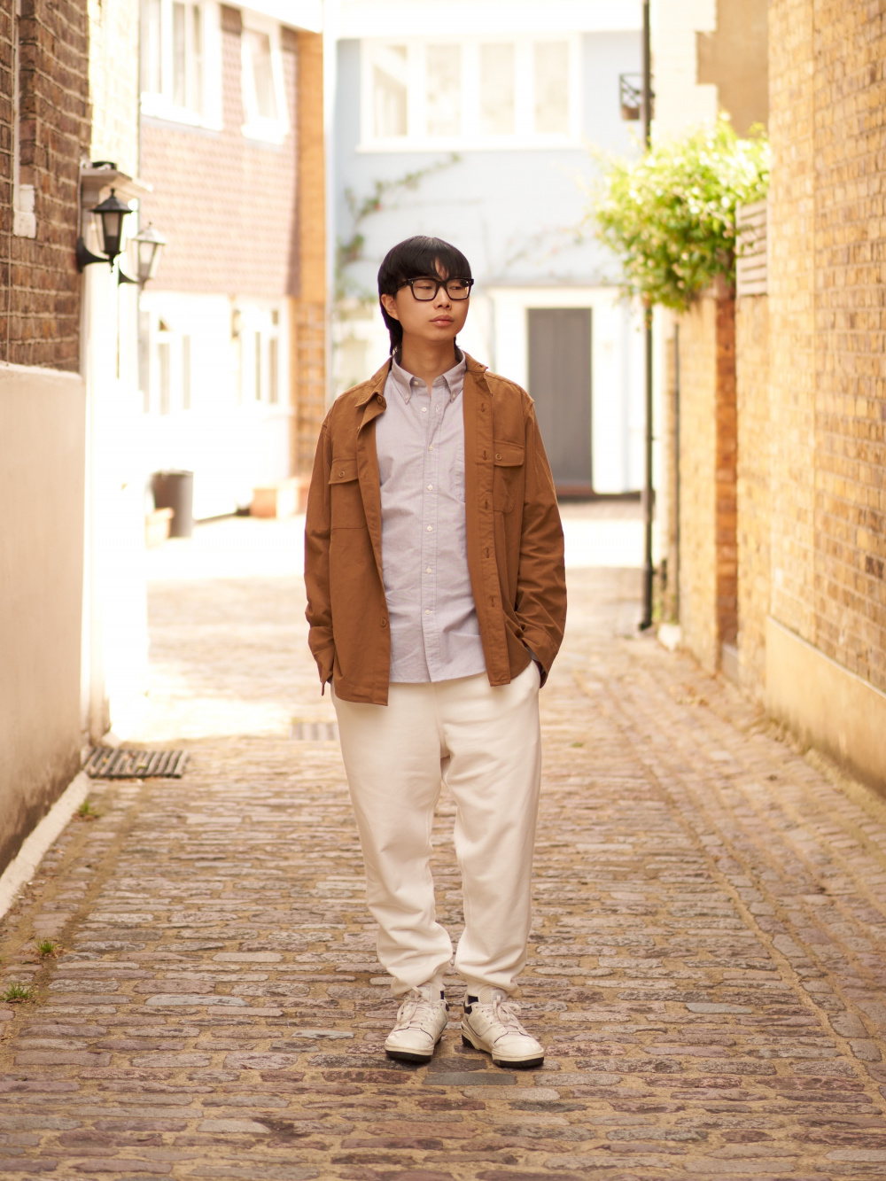 Check styling ideas for「Jersey Utility Overshirt、Washed Jersey Denim Jogger  Pants」