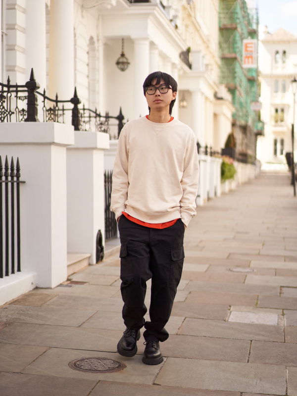 Check styling ideas for「Sweatshirt、Washed Cotton Striped Crew Neck  Long-Sleeve T-Shirt (Oversized)」