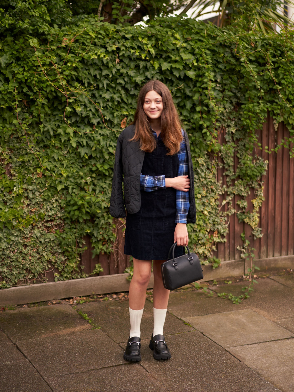 Black corduroy shop skirt yarn