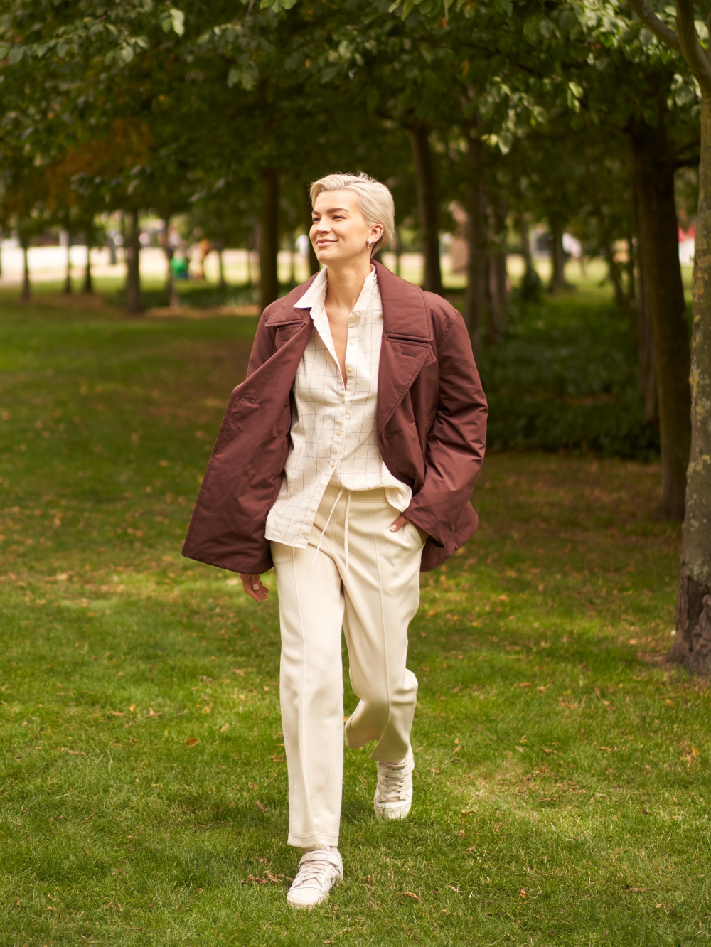 Padded Pleated Pants in Khaki Green