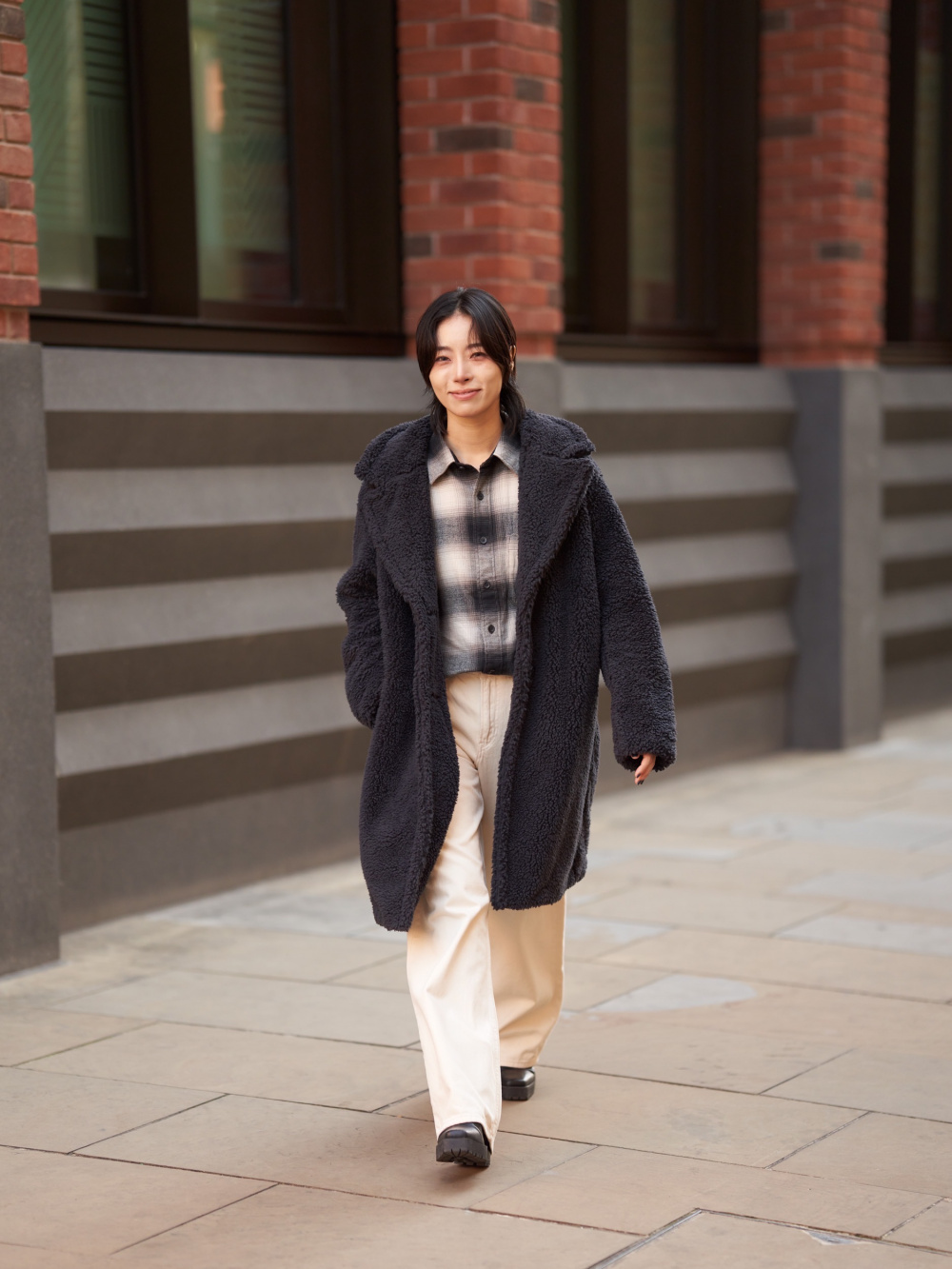 Check styling ideas for「Pile-Lined Fleece Tailored Coat」