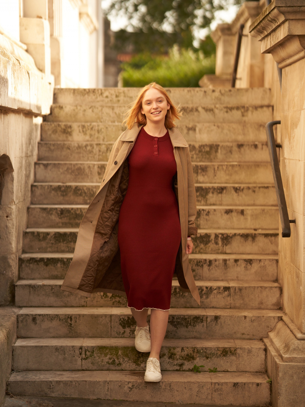 Long sleeved Knitted Dress, Light Brown